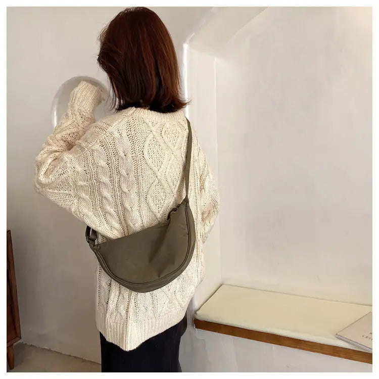 Simple Design Women's Messenger Bag Fashion Ladies Nylon Hobos Small Shoulder Bags Vintage Female Girls Purse Cloth Handbags