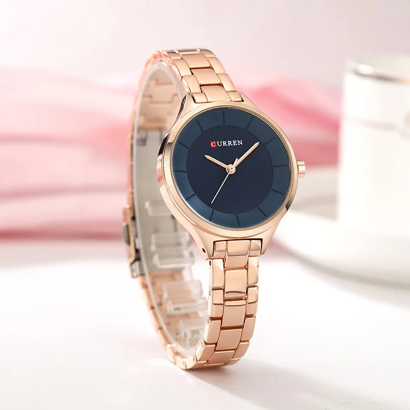 Curren 9015 Women Watches Luxury Gold Black Full Steel Dress Jewelry Quartz Watch Ladies Fashion Elegant Clock Relogio Feminino