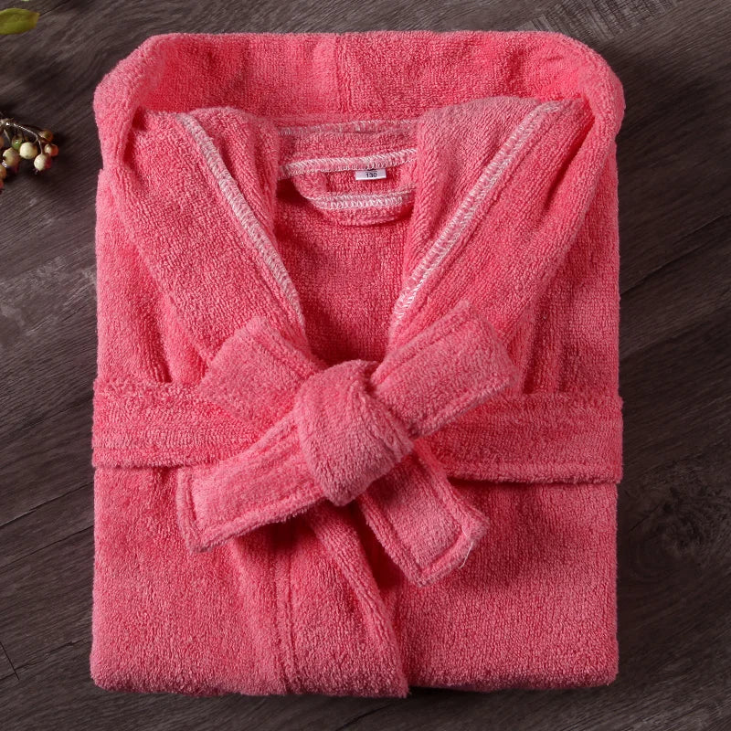 100% Cotton Toweling Terry Robe Kids Cartoon Robe Boy&Girls Hooded Robe Winter Warm Bathrobe Soft Sleeprobe Kids Casual Homewear water melon Hooded