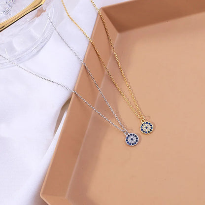 Evil Turkish Eye Lucky Necklace For Women Blue Crystal Silver Color Necklace Rose Gold Thin Chain Dainty Necklace Choker