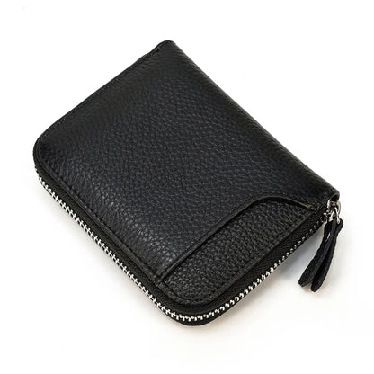2023 New Short Wallet Men Women Vintage Fashion Card Holder Zipper Coin Purse Crazy Horse Leather Mens Slim Zipper Purse Wallet