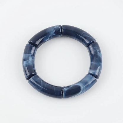 FishSheep Bohemian Transparent Acrylic Foil Bamboo Bracelets for Women Elastic Beads Link Chain Cuff Bracelets & Bangles Jewelry dark blue