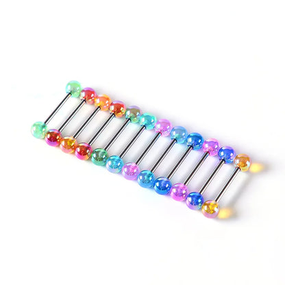 6PCS Stainless Steel Glorious Tongue Ring Bulk 14G Nipple Piercing Bar Lot Glitter Tongue Piercing Set Barbell Piercing Jewelry