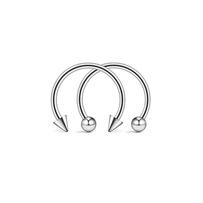 2pcs Stainless Steel Nose Hoop Ring Septum Rings Lip Studs Nostril Earrings Circular Tragus Ear Piercing Horseshoe Body Jewelry Badiee Stylez
