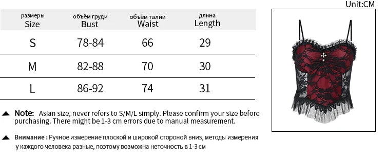 Goth Sexy Lace Corset Crop Tops Camis Y2K Harajuku Aesthetic Black Red Cross Basic Tank Top Summer Women Grunge Emo Streetwear