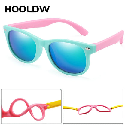 HOOLDW New Kids Sunglasses Children Polarized Sun Glasses Boys Girls Glasses Silicone Flexible Safety Baby Shades UV400 Eyewear