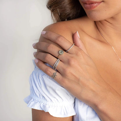 ATTAGEMS Solid 925 Sterling Silver Rings for Women Moissanite Full Eternity Wedding Band Engagement Wedding Ring Fine Jewelry