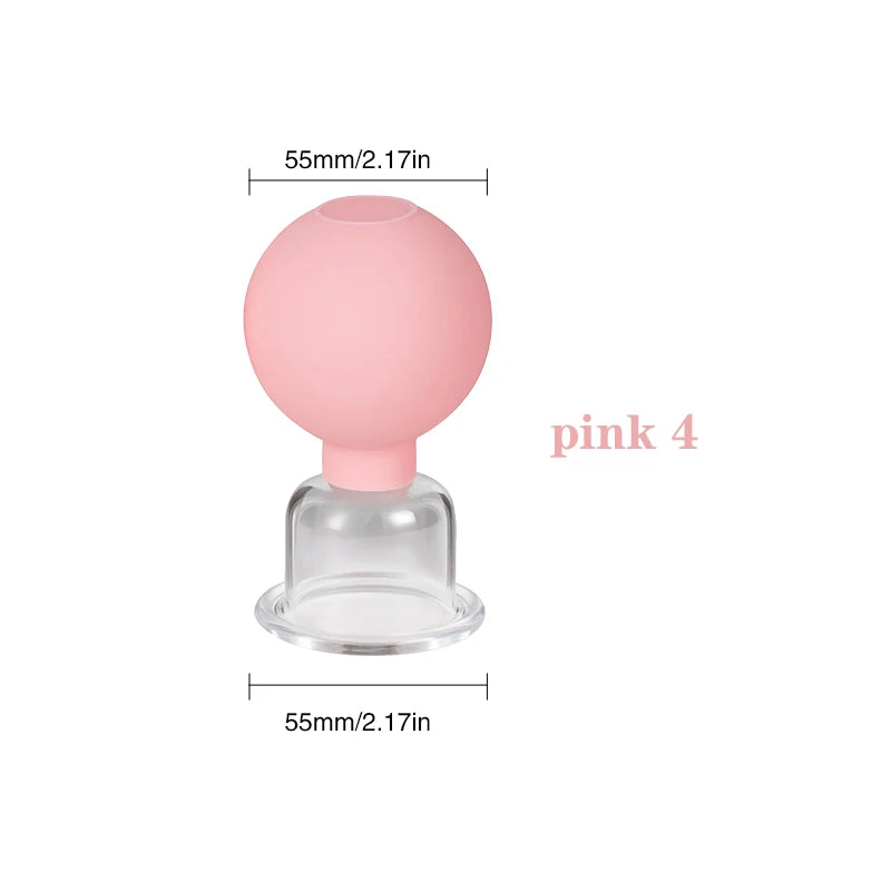 Face Massager Vacuum Cupping Cups Rubber Head Glass Cup Face Skin Care Anti Wrinkle Face Cupping for Beauty Face Care Tool Pink-04