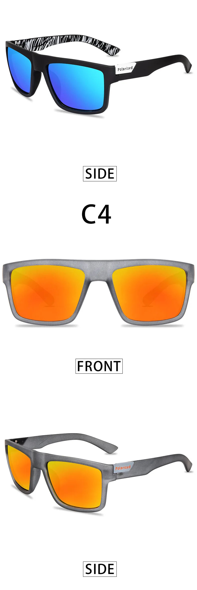 2023 Fashion Square Polarized Sunglasses Men Women Classic Sports Outdoor Fishing Travel Colorful Sun Glasses UV400 Goggles