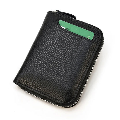 2023 New Short Wallet Men Women Vintage Fashion Card Holder Zipper Coin Purse Crazy Horse Leather Mens Slim Zipper Purse Wallet