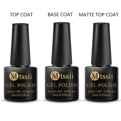 10PCS/Set Gel Nail Polish Set 125 Colors Glitter Semi Permanent Hybrid Gel Varnishes Base Top Coat Soak Off UV LED Nail Art Gel