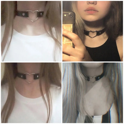 Sexy Trendy Vintage Charm Round Gothic Collar Necklaces Jewelry Gift Gothic Leather Heart Harajuku Women Punk Choker Necklace