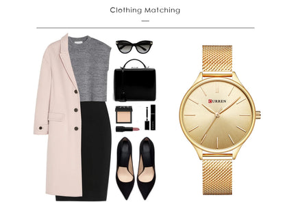 CURREN Original Women's Luxury Watch Matte Dial Japanese Quartz Movement Stainless Steel Mesh Strap with Box