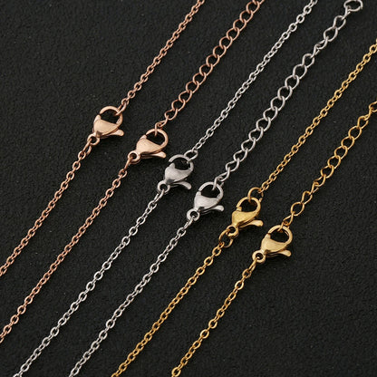 AHKNORMAILCUI 5pcs/Lot Stainless Steel 1 1.5 2mm Rolo Link Chain Necklace Gold 40 45 50 60CM Long Chain Lobster Clasp Necklace Badiee Stylez