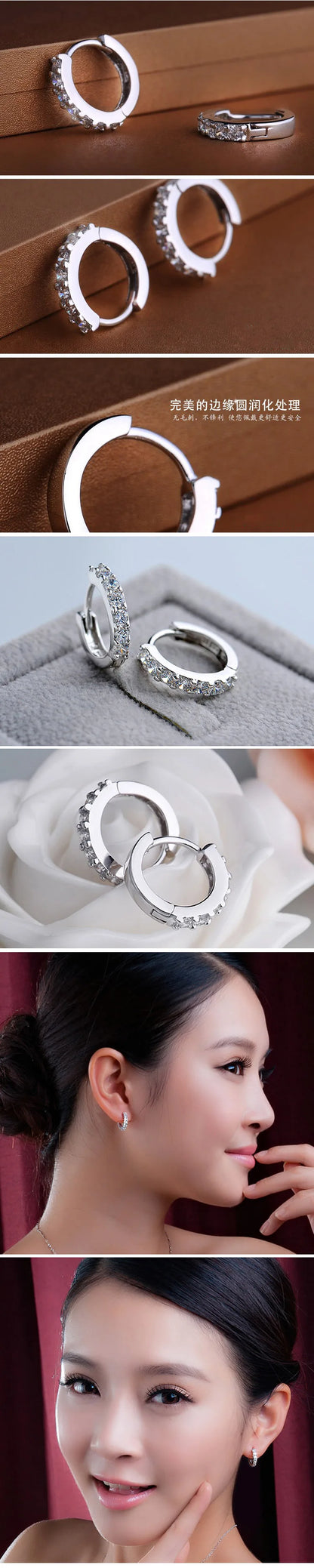 2020 NEW HOT SALE 100% Real 925 Sterling Silver Crystal Circle Earring For Women Making Jewelry Gift Wedding Party Engagement