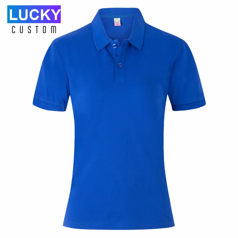 Women's 100% Combed Cotton Pure Cotton Short-sleeved Polo Shirt Custom Printed Embroidery Lgoo Solid Color Breathable Polo Shirt