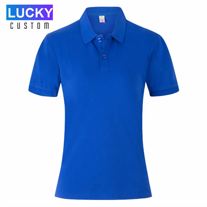 Women's 100% Combed Cotton Pure Cotton Short-sleeved Polo Shirt Custom Printed Embroidery Lgoo Solid Color Breathable Polo Shirt