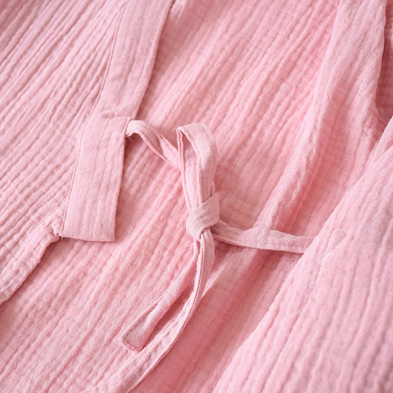 2025 Japanese Kimono Set 100%Cotton Pajamas Two-piece Couple Yukata Loose Men's And Women's Sweat Steaming Suit Home Service Set