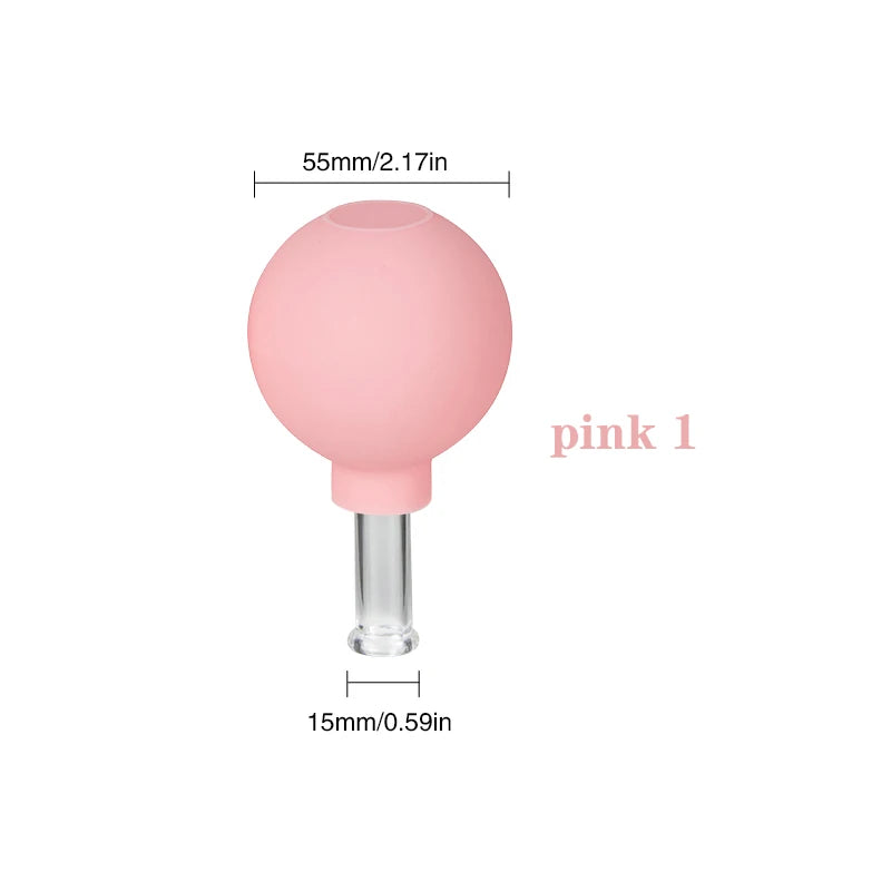 Face Massager Vacuum Cupping Cups Rubber Head Glass Cup Face Skin Care Anti Wrinkle Face Cupping for Beauty Face Care Tool Pink-01