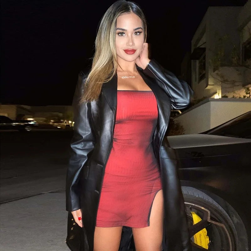 Mesh Double Layer Sexy Skinny Dress Women Sleeveless Party Bodycon 2023 Bandage Elastic Split Trend Clubwear Slim Outfit