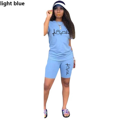Summer Women Two Piece Set Sportswear T-Shirts and Shorts Ladies Casual O-Neck Pullover Short Sleeve T-Shirt Casual Tracksuit