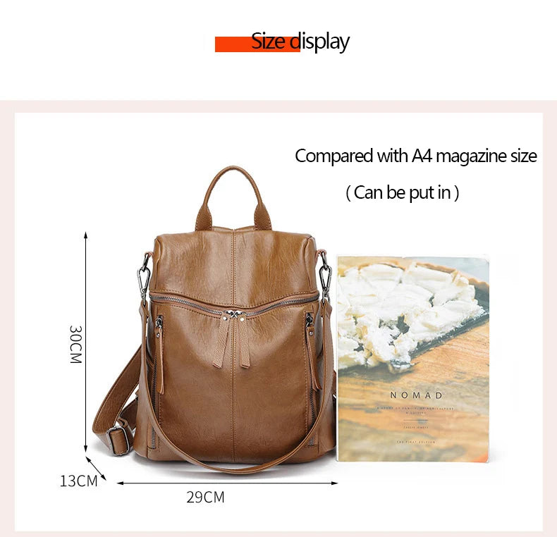 Luxury Genuine Leather Women's Backpack High Quality Fashion Cowhide Backpacks Women Casual Large Capacity Brand Shoulder Bags