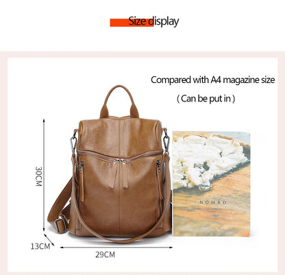 Luxury Genuine Leather Women's Backpack High Quality Fashion Cowhide Backpacks Women Casual Large Capacity Brand Shoulder Bags