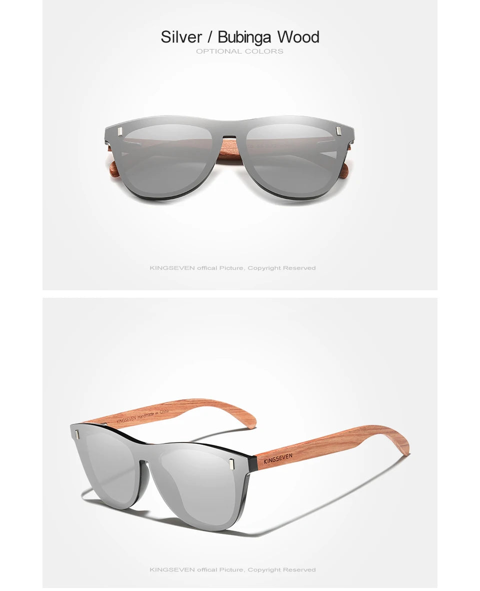 KINGSEVEN Women's Glasses Natural Bubinga Wooden Sunglasses Men Polarized Fashion Sun Glasses Original Wood Oculos de sol