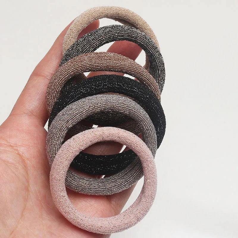 6PCS Women Glitter Hair Scrunchies Girls Elastic Hair Rubber Bands Hair Holder/Gum Hair Accessories Ponytail Hair Holders Badiee Stylez