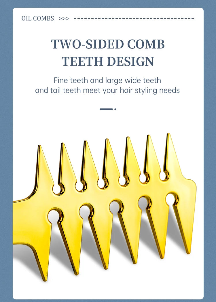 Men Oil Head Comb Hairdresser Haircut Wide Tooth Fork Comb Two-side Tooth Design Detangling Comb Salon Barber Hairdressing Tools