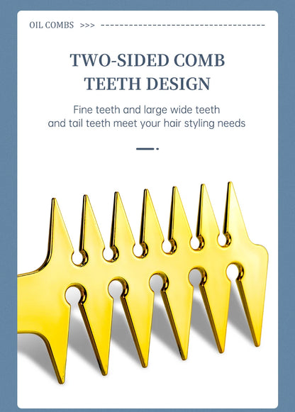 Men Oil Head Comb Hairdresser Haircut Wide Tooth Fork Comb Two-side Tooth Design Detangling Comb Salon Barber Hairdressing Tools