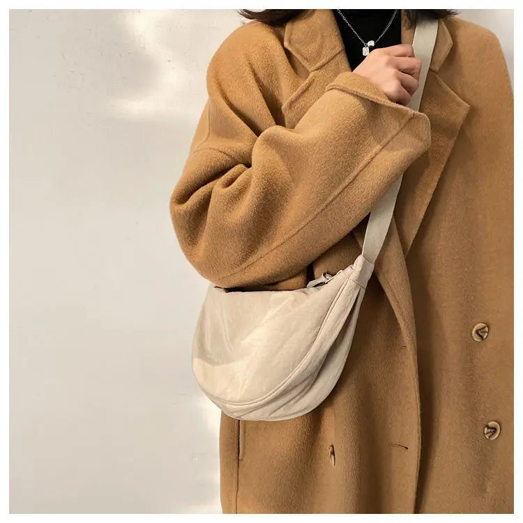 Simple Design Women's Messenger Bag Fashion Ladies Nylon Hobos Small Shoulder Bags Vintage Female Girls Purse Cloth Handbags