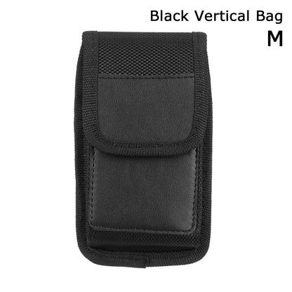 New Fashion Oxford Cloth Mobile Phone Pocket Nylon Fabric Wear Belt Waist Packs Protective Case With Clip Bag Accessories vertical-M