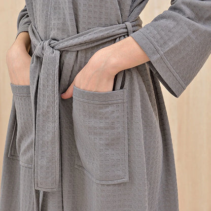 Women Men Bath Robe Waffle Shower Sleepwear Nightgowns Robe Male Female Bathrobe Long Woman Man Pajamas