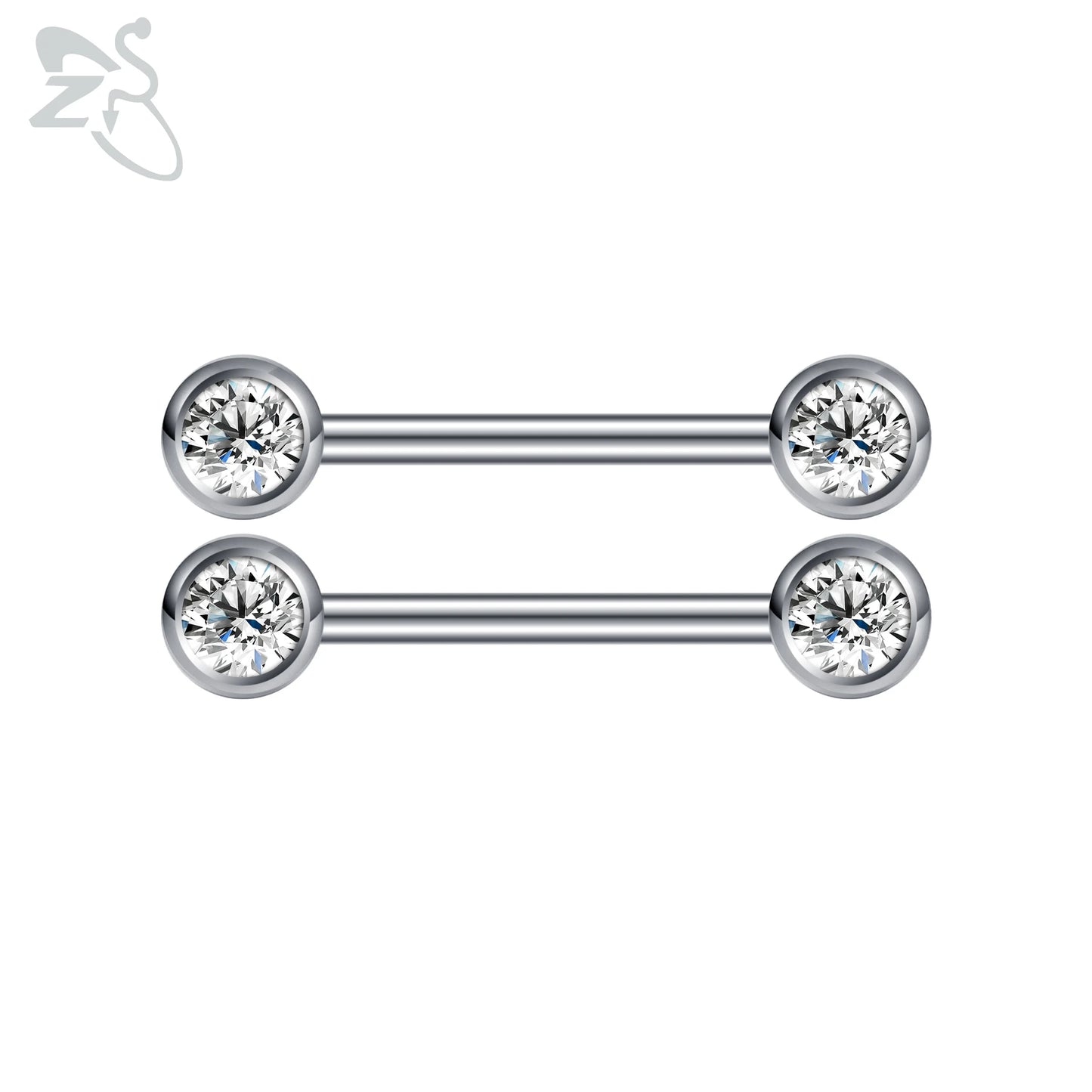 ZS 2 Pcs/lot Heart Crystal Nipple Piercings Men Women Tassel Drop Stainless Steel Nipple Ring Barbell Body Piercing Jewelry 14G Badiee Stylez