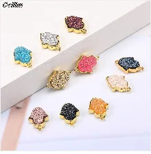 New In Earrings Dried Flower Crystal Dangle Hoop Earrings For Women Stainless Steel Diycharm Long Earring Cute Jewelry Wholesale