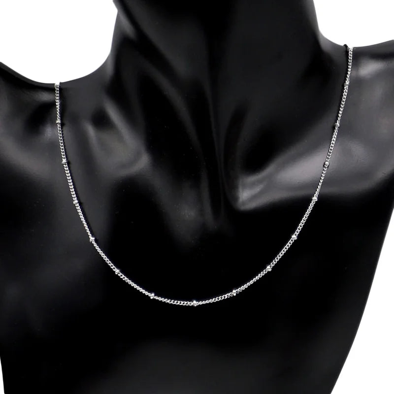 Aiovlo 10pcs/lot Width 1.5mm Stainless Steel Bead Chain Necklace Chains for DIY Jewelry Findings Making Materials Accessories Badiee Stylez