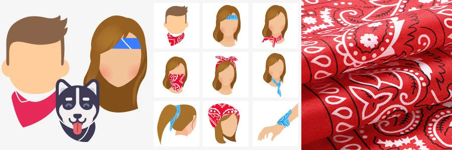 Popular Hip Hop Navy Blue Cashew Flower Bandana Men Women Outdoor Headbands Hair Band Wrist Wrap Amoeba Scarves Hair Accessories