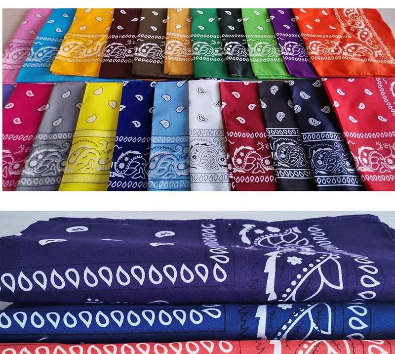 Fashion Hip Hop Bandana Kerchief Unisex Black Hair Band Neck Scarf Headwear Wrist Wraps Head Square Scarves Print Handkerchief