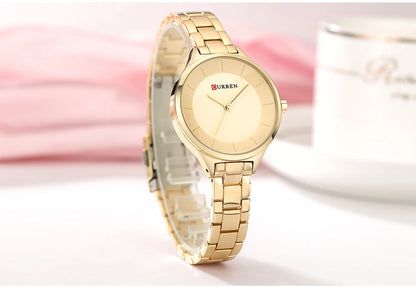 Curren 9015 Women Watches Luxury Gold Black Full Steel Dress Jewelry Quartz Watch Ladies Fashion Elegant Clock Relogio Feminino
