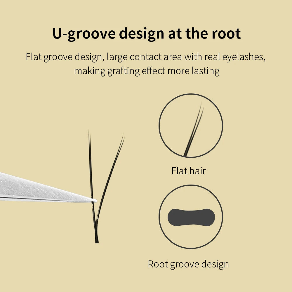 GLAMLASH V-Shape Ellipse Flat Split Tips YY Eyelash Extension Premade Volume Double Tips Easy-fans 2D Eyelash Super Soft Natural