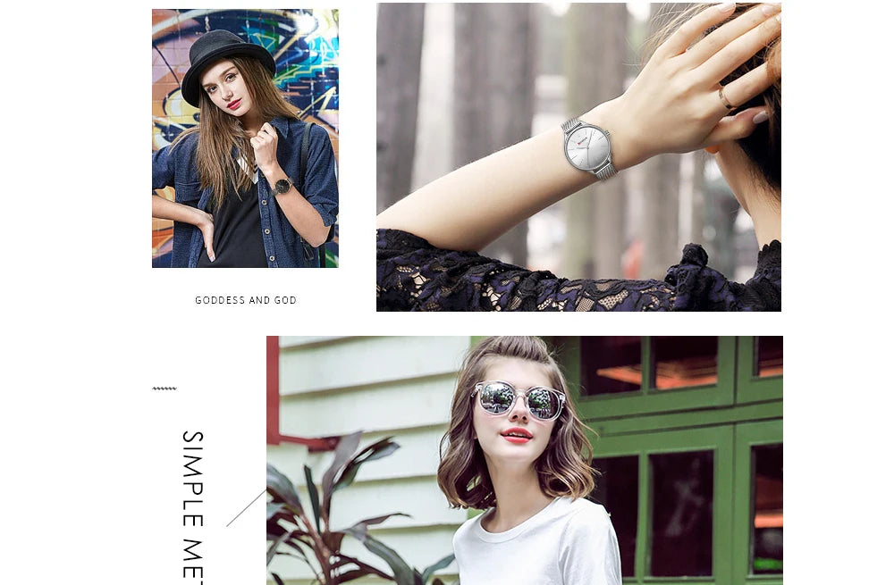 CURREN Original Women's Luxury Watch Matte Dial Japanese Quartz Movement Stainless Steel Mesh Strap with Box