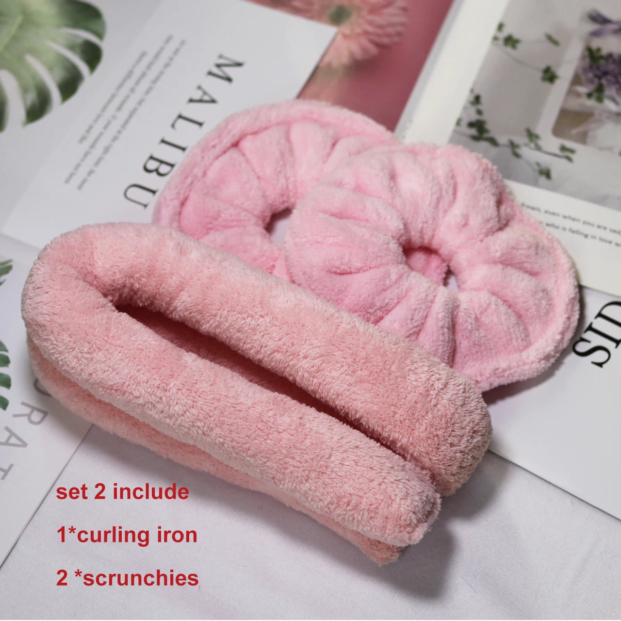 Heatless Curls Overnight Lazy Curler Soft Super Absorbent Velvet Curls Band Heatless Curing Rod Headband Make Hair Curly and Dry set 2
