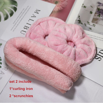 Heatless Curls Overnight Lazy Curler Soft Super Absorbent Velvet Curls Band Heatless Curing Rod Headband Make Hair Curly and Dry set 2
