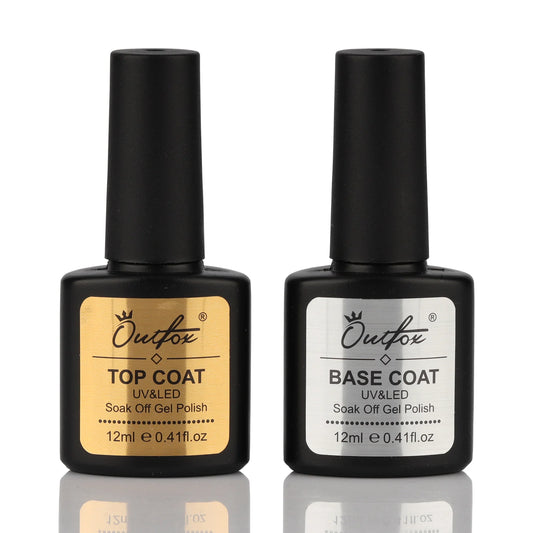 12ml Soak Off Nail Top Coat and Base Coat Set No Wipe UV Gel Nail Polish Semi Permanent Manicure Art Tool Primer Hybrid Varnish Default Title
