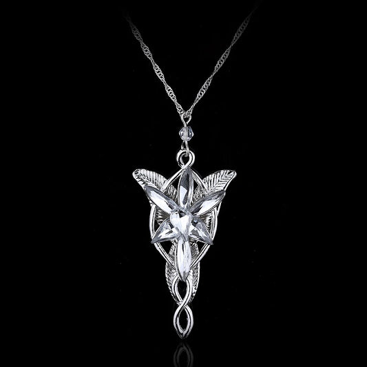 Lord Rings Arwen Evenstar Necklace The Elves Princess Fashion Crystal Cubic Zirconia Stone Pendant For Women Wedding Gifts