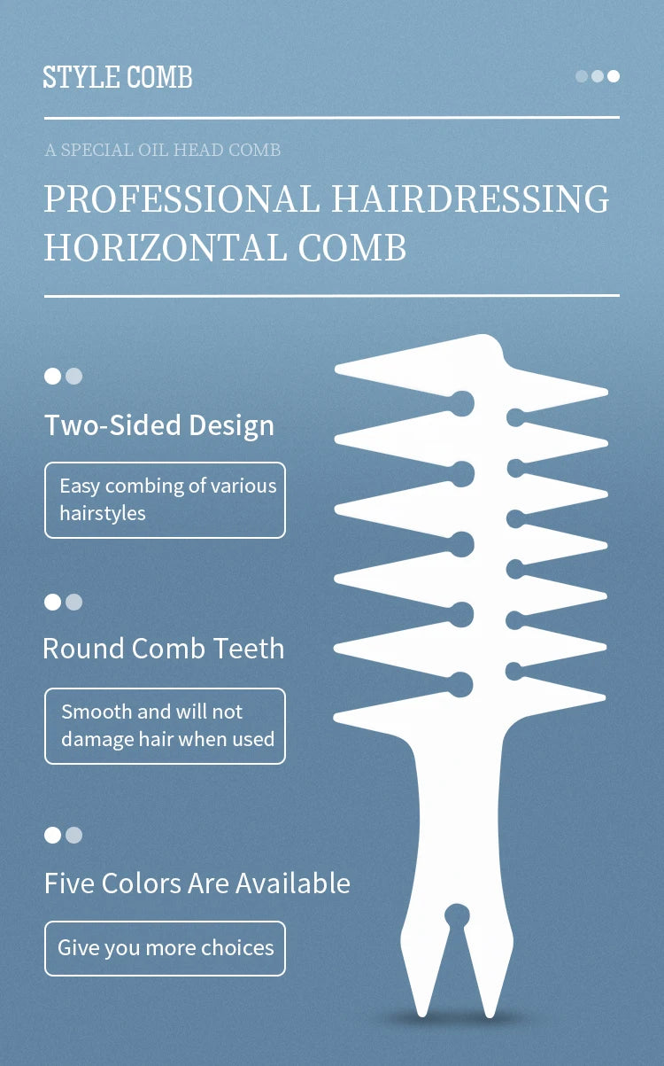 Men Oil Head Comb Hairdresser Haircut Wide Tooth Fork Comb Two-side Tooth Design Detangling Comb Salon Barber Hairdressing Tools