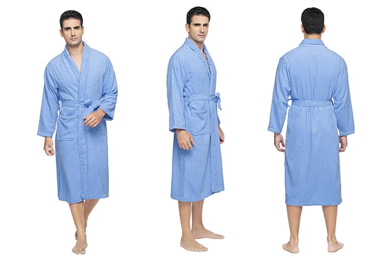 Home Bathrobe 100% Cotton pink Toweling Terry Robe Unisex lovers Soft Bath Robe Men And Women Nightrobe Sleepwear Casual 2024