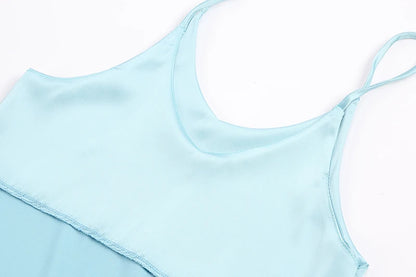 Spaghetti Strap Top Women Halter V Neck Basic White Cami Sleeveless Satin Silk Tank Tops Women'S Summer 2025 Camisole