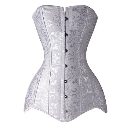 White Long Corset Women Steampunk Corset Waist Trainer Punk Goth Korsett Bodice Lingerie Modeling Strap Steel Boned Belt Corsets
